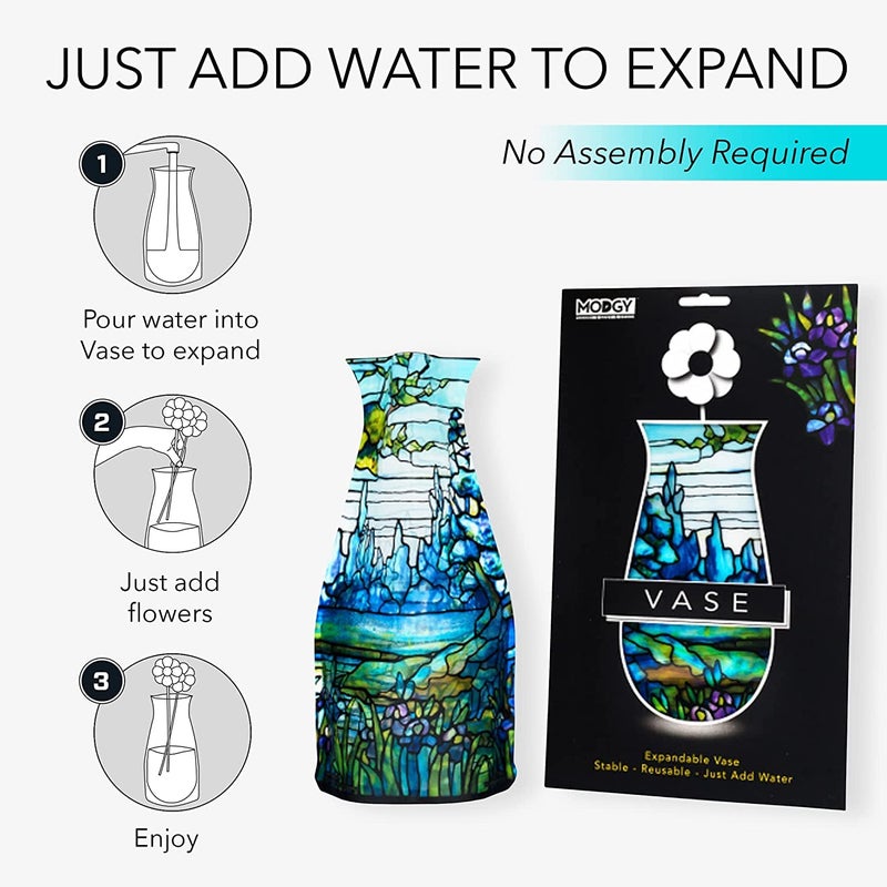 MODGY Expandable Flower Vase Plastic Decorative Modern Vases for Flowers Centerpieces Dining Table Decor Living Room Bathroom Wedding Office, Tiffany - Iris - Image 4